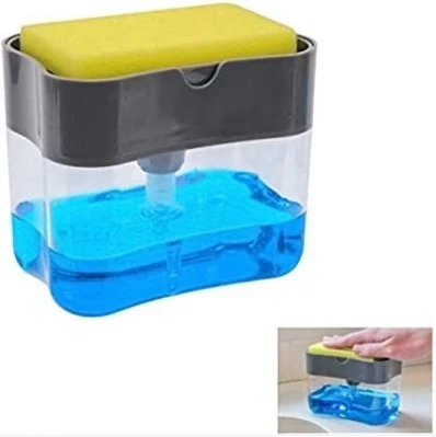 Soap Pump Dispenser and Sponge Holder - Grey