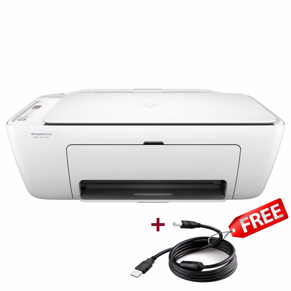 HP DeskJet 2320 Printer, All-in-One Inkjet Printer + Free Printer Cable - White