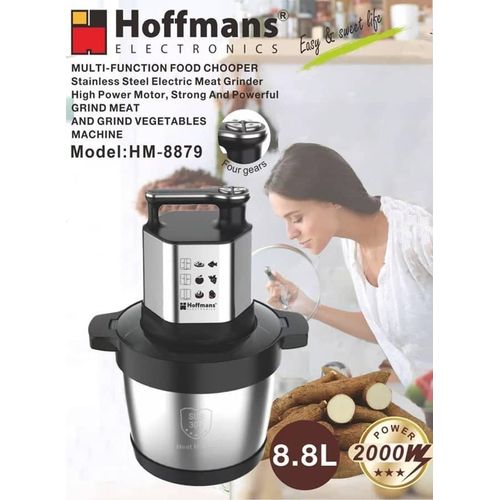 Hoffmans 4-Speeds 8.8L Electric Meat Grinder,2000W Electric Chopper,Stainless Steel Multifunctional Vegetable Slicer Processor Chopper for Family & Baby Use