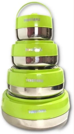 4pc Thermo Insulated Food Warmer Hot Pot Dishes, Green