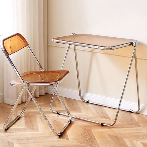 Portable Stackable Folding Tv Acrylic Serving Tray Tables & Chair Set Coffee Side Table And Stool Modern Small Collapsible Compact Writing Desk Table for Living Room,Bed Room,Kitchen Bar,Outdoor,Balco