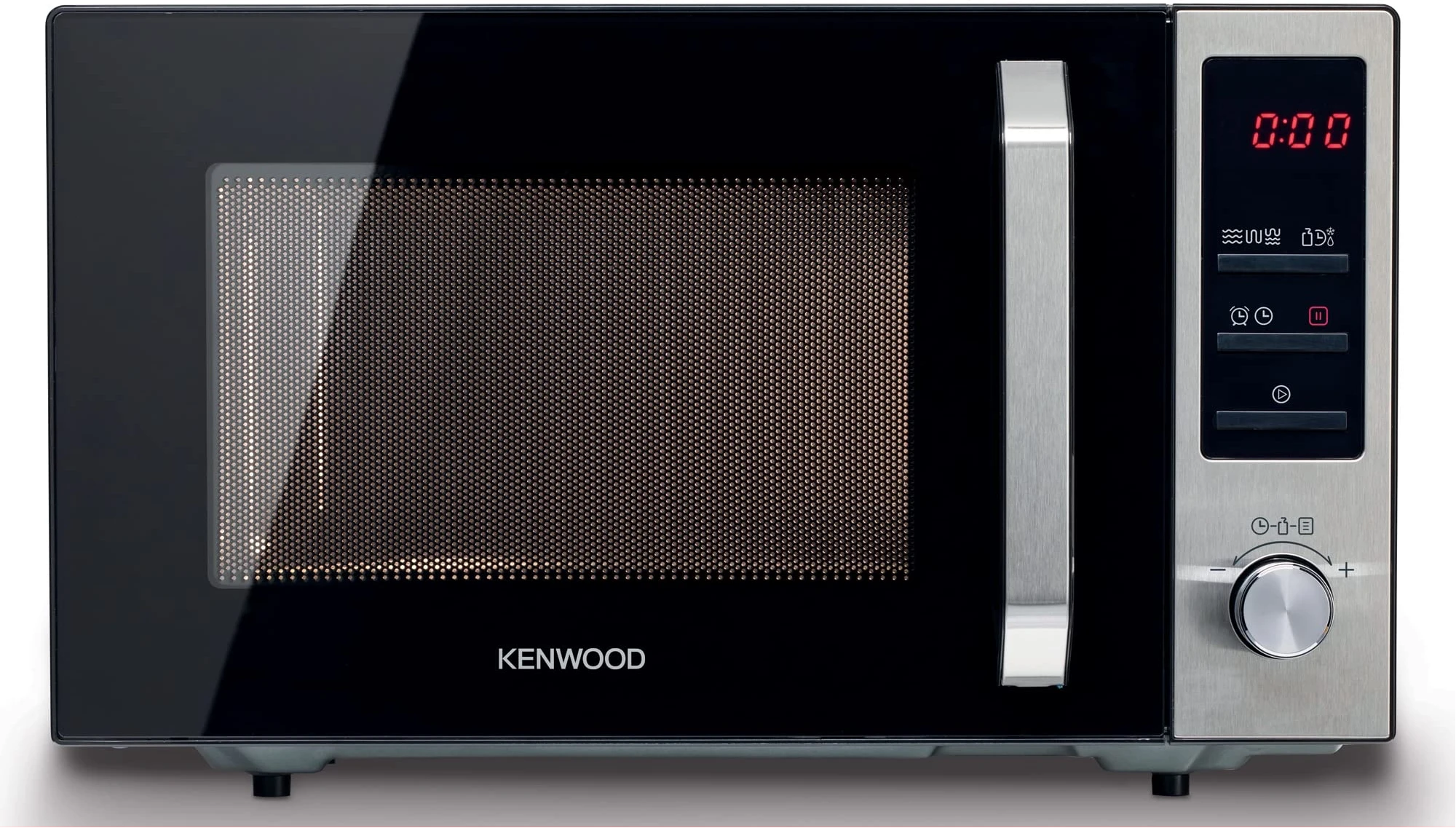 Kenwood 25 Litres Microwave Oven with Grill, Digital Display, 5 Power Levels, Defrost Function, Stainless Steel, Auto Menu, 95 Minutes Timer, Clock Function 800W MWM25BK Black/Silver