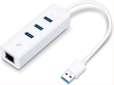 TP-Link 3-Port USB 3.0 Hub & Gigabit Ethernet Adapter - White