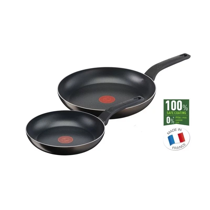 Tefal Easy Cook & Clean 2piece Frypan 24CM & 28CM, Titanium Non-Stick Cookware, Thermo-Signal 100% Safe, B5549053