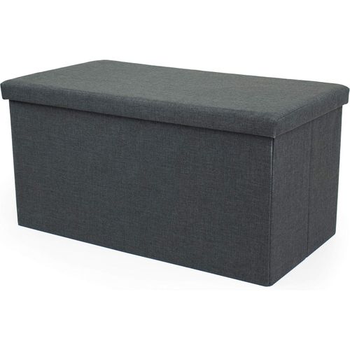 76 x 38 x 38 cm Faux Linen Finish Collapsible Storage Foot Stool Chair And Toy Box Rectangle Ottoman Folding Storage Bench Chest Box Organizer For Bedroom And Hallway -Multicolo
