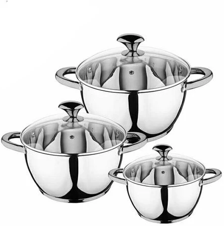Kaisa Villa 6 Pieces Of Stainless Steel Saucepans Cookware Induction Pots, Silver