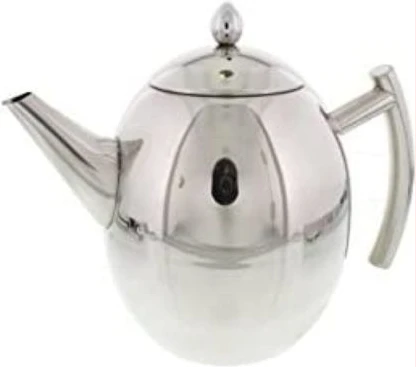 1Liter Egg Shaped Stainless Steel Teapot Kettle With Infuser Filter- Silver.