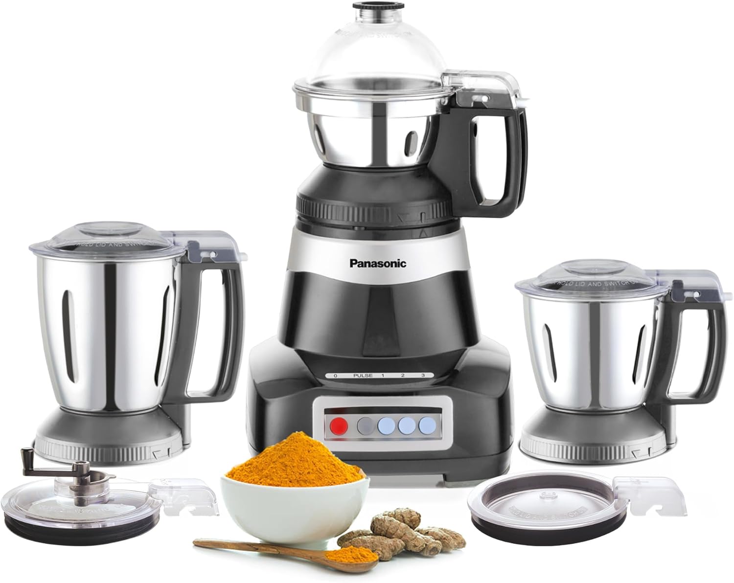 Panasonic 2000W Powerful Mixer Grinder with Double Safety Lock, 3 Multipurpose Jars - MX-AE365KTZ - Black