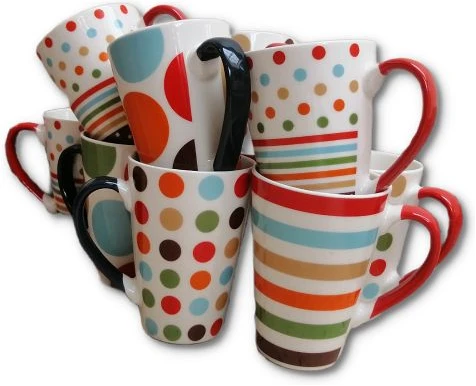 6 Pieces Of Printed Coffee Tea Cups Mugs- MultiColours