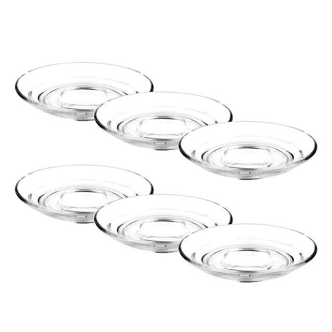 6 Pieces Of Clear Glass Saucers Round Decorative Plates Without Cups For Serving Tea Coffee Snacks