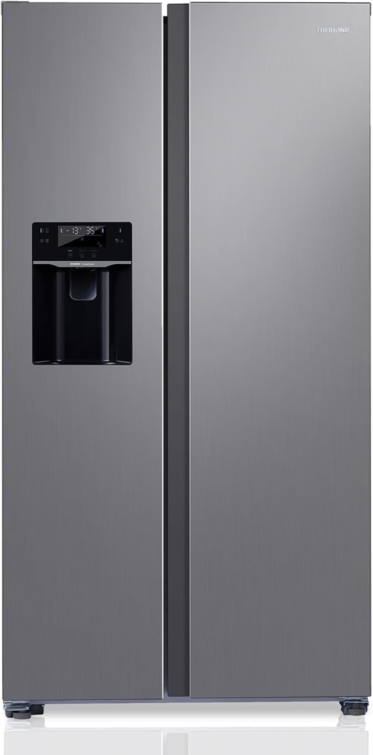 Popular 670L Side By Side Refrigerator PO-670WC, Total No Frost, Water Dispenser, Ice Maker, Ice Cube Dispenser - Silver