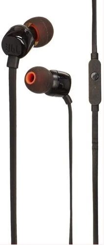 JBL T110 Headsets, Wired In-Ear Headphones With JBL Pure Bass Sound, Earphones By Herman - Black
