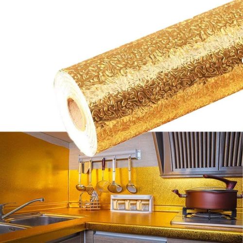 60CM*5M Kitchen Sticker Sheets for Shelves Waterproof Cupboard Anti-fouling Antibacterial mats roll for Wardrobe Anti Slip mat Cabinet Oil Proof Aluminum Film Shelf Liners Sheet roll Anti Slip mats fo