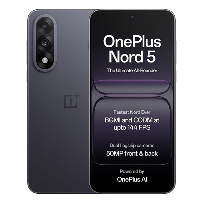 OnePlus Nord 5 8GB  256GB, Snapdragon 8s Gen 3, Stable 144FPS Gaming Dual 50MP Flagship Camera, Powered by OnePlus AI,  Phantom Grey