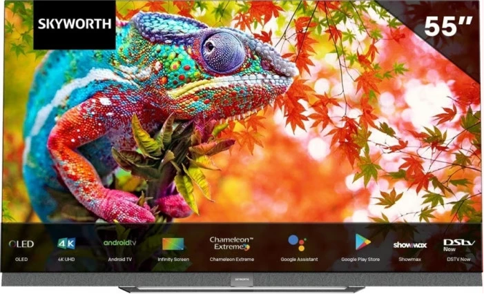 Skyworth 55-Inch OLED TV 55XA9000; UHD 4K Smart Android, USB, 32GB Quad Core CPU, Bluetooth, Lan, WiFi, Inbuilt Free To Air Decoder - Black