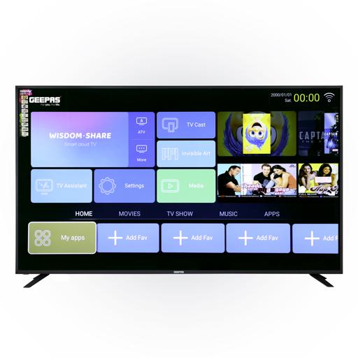 Geepas 75" 4K UHD Smart LED TV GLED7520SEUHD - Mirror Cast, 3.5mm, 3 HDMI & 2 USB Ports