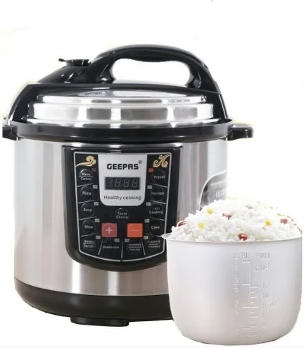 Geepas 6 L Multi-functional Electric Rice,Pressure Cooker, Silver