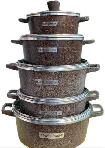 Dissini Italy 10 Piece Non-Stick Serving Dishes Saucepans Cookware - Multi-colours