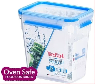 Tefal 1.6 L Square Master Seal Plastic Food Container K3021912 - White, Blue