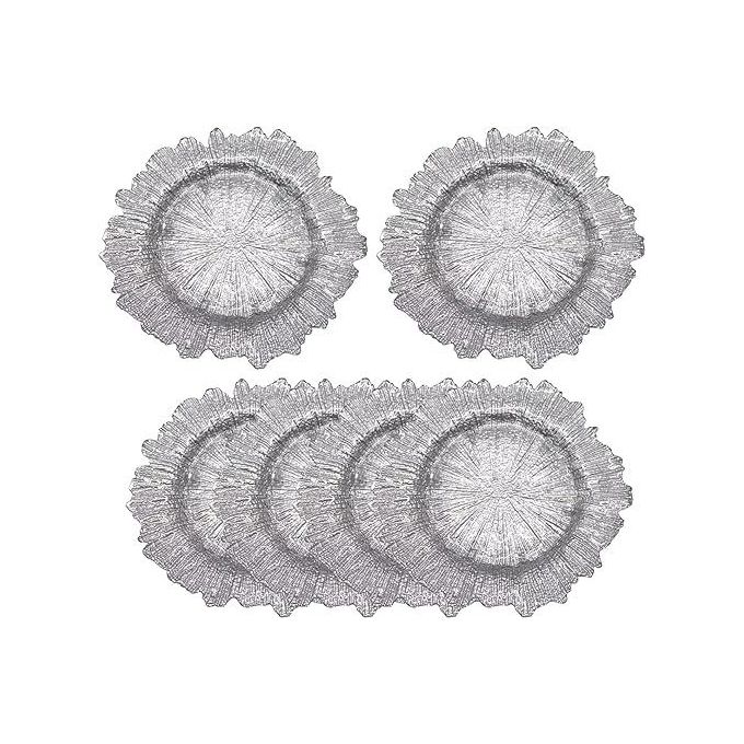 SHARE THIS PRODUCT 12 Pieces Of WedDecor Round Charger Plates with Vintage Design, Centerpiece Presentation Plate Set Dinner Table Decorations Weddings Banquets Christmas Dining Parties Tableware, 33c