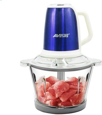 AVINAS 2L Multi-functional Glass Bowl Electric Meat Mincer Chopper Grinder -Blue