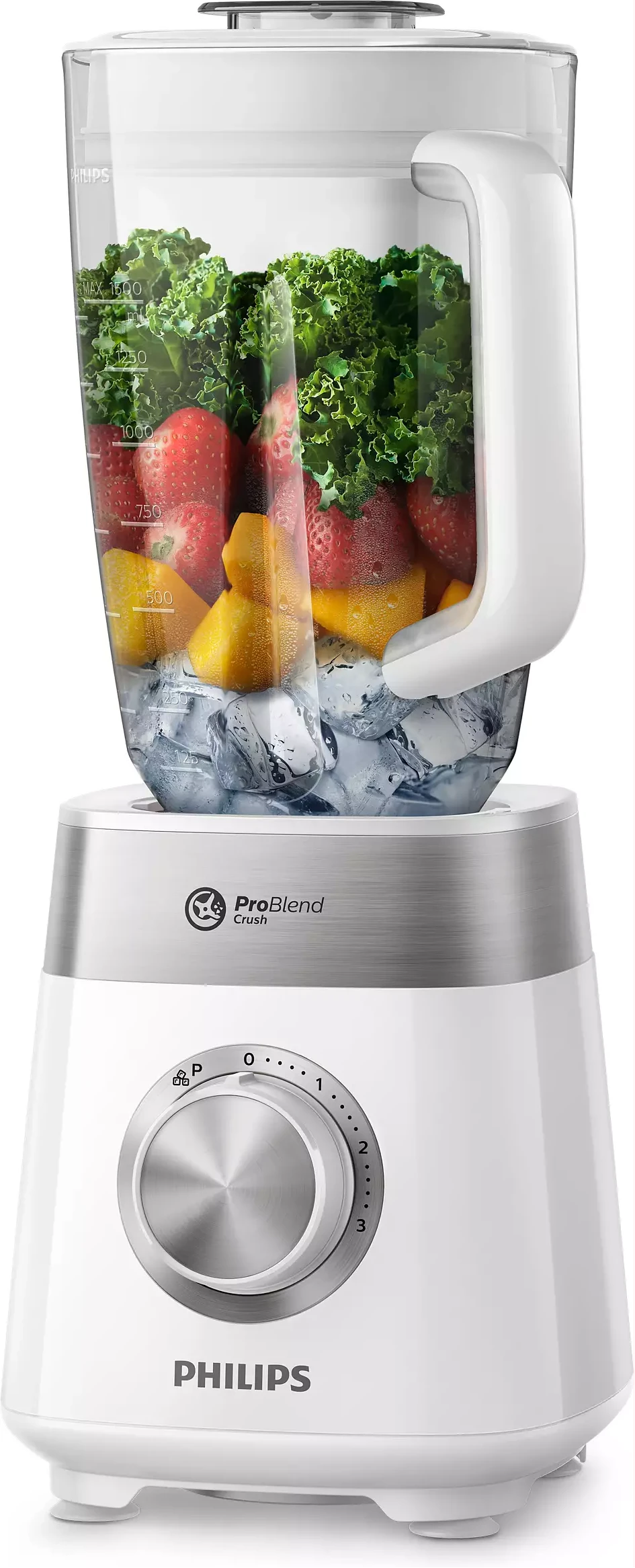 Philips Blender 5000 Series, HR2224/00, ProBlend Crush, 2.0L Maximum Capacity, 1.5L Effective Capacity, 800W, 3 Speed Setting + Pulse, Plastic Jar, White