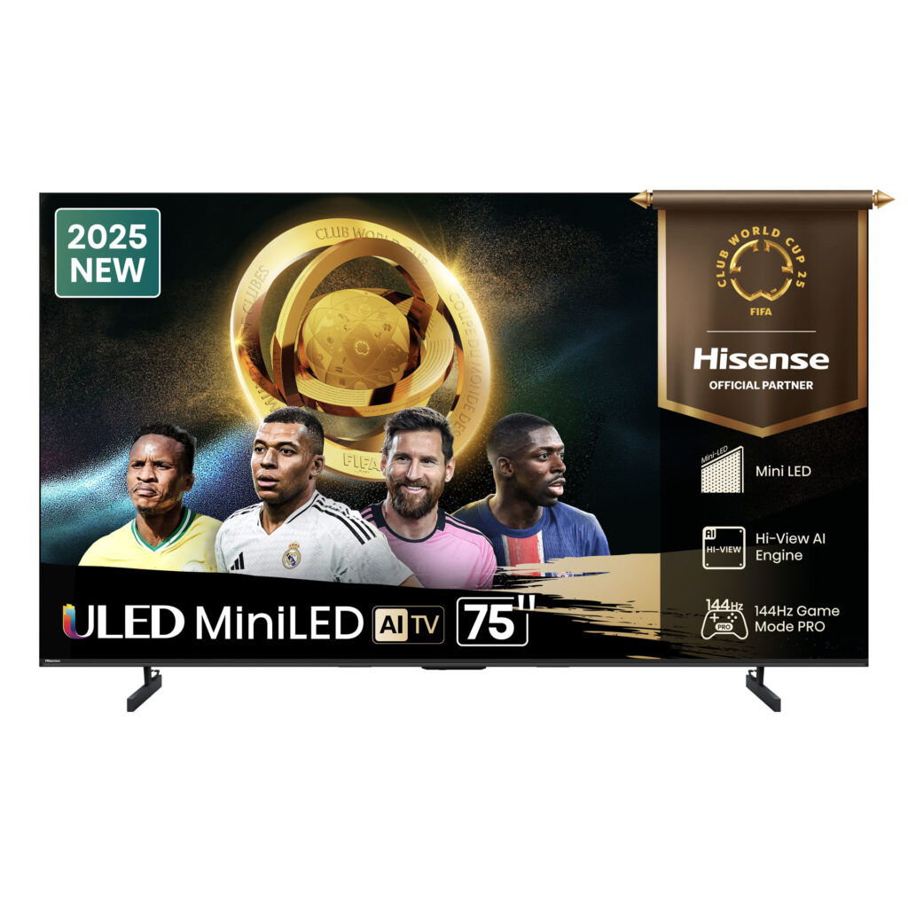 Hisense 75 Inch MiniLED QLED UHD 4K Smart TV, (2025 Model), U7 Series 75U7Q, 165Hz Refresh Rate VRR Game Mode Pro, AI Picture, AI Smooth Motion, Ultra Slim Design, VIDAA, Inbuilt Free To Air Reciever 