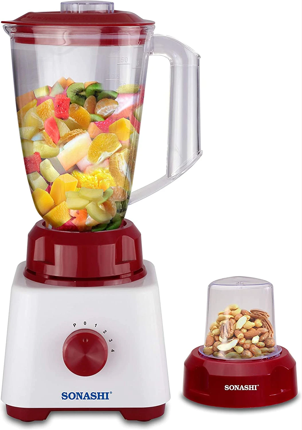 Sonashi 2 In 1 Blender, 500W SB-162 - White/Red