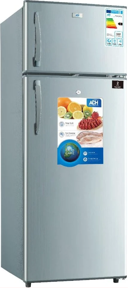 ADH  358 - Litres Fridge, Double Door Refrigerator - Silver