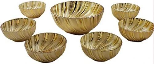 7 Piece Fruit Salad Serving Dishes/Bowls Set- Gold