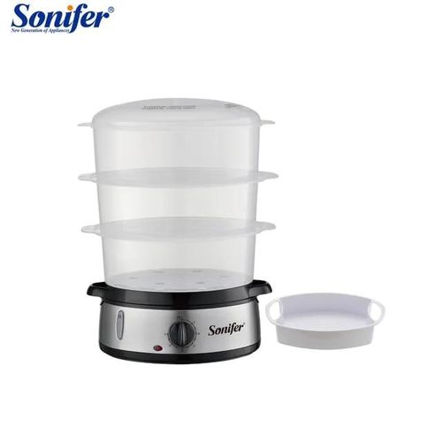 Sonifer Electric Food Steamer for Cooking, 3 Tiers Vegetable Steamer, 800W Fast Simultaneous Cooking, 60-Minute Timer, Veggies Steamer, Ideal for Fish Seafood Rice, BPA-Free Baskets- Multicolor