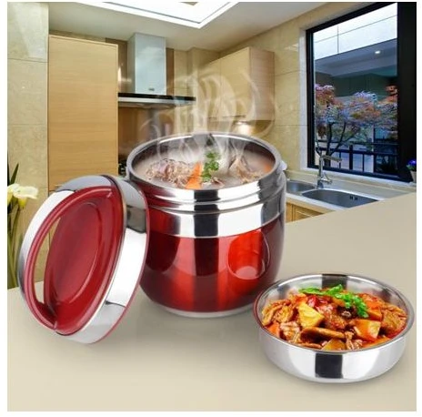 2 Layer Portable Steel Insulated Food Thermal Container Lunch Box 1.2L- Multi-colours