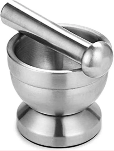 Stainless Steel Mortar and Pestle/Spice Grinder, Silver