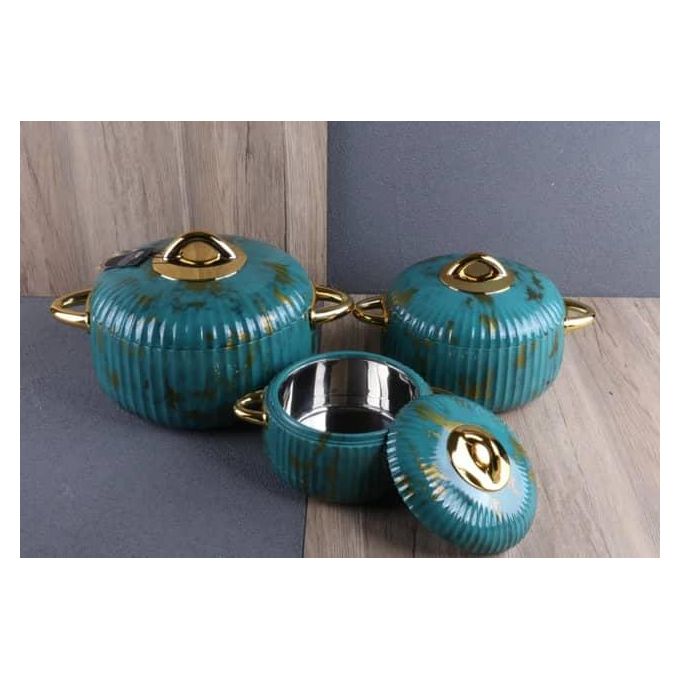 3 Piece Set 1L+2L+3.5L Luxury Food Warmer Insulated stainless Steel Hot Pot Casserole Set Food Warmer Containers