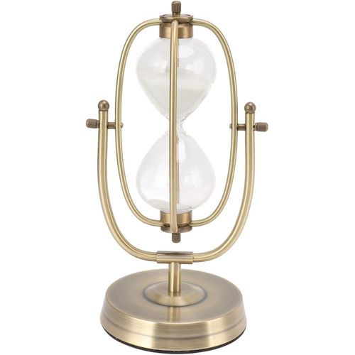 31.5*17cm Transparent 360° Flipping Sand Clock Timer Vintage Sand Watch 30/60 Min Metal Hourglass Sandglass Ornament Metal Glass Craft Gift for Home Office Desk Decoration -Multicolor