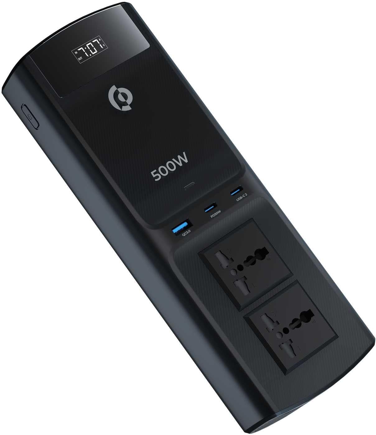 Powerology 500W Universal Multi-Use Car Inverter, PD 30W Fast Charging, Dual AC & USB Ports, Compact & Portable, High Efficiency, Overload & Short Circuit Protection, Car Power Adapter, car charger