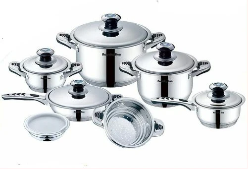 Royality Line 16 Piece Stainless Steel Saucepans Cookware Pots, Silver.