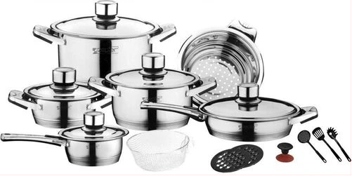 Zepter 19 Pieces Of Heavy Stainless Steel Saucepans Cookware, Silver