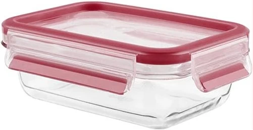 Tefal Masterseal Fresh Box 0.5 Litre Food Storage Container, Clear/Red, Glass, K3010212