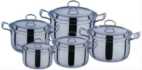 10 Piece Stainless Steel Saucepans Cookware Pots, Silver.