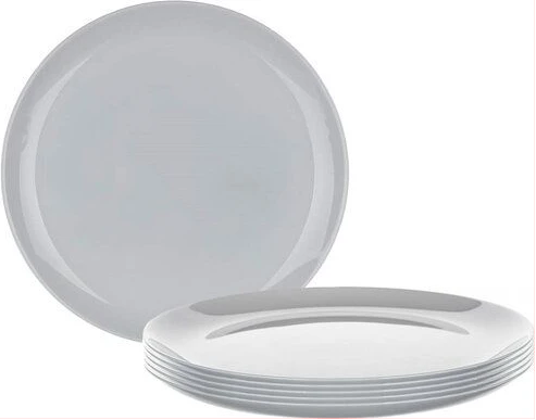 Luminarc 6 Pieces Of Luminarc Round Plain Design Dinner Plates - Grey.