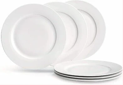 6 Inch 12-Piece Porcelain Salad, Dessert Side Plates-White