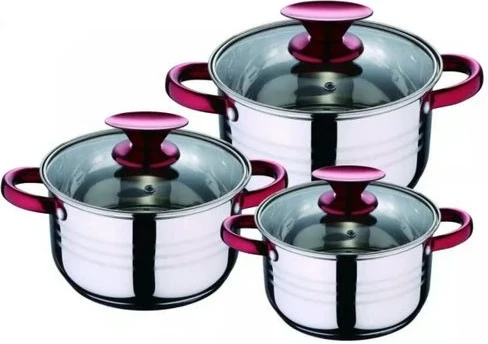 6 Piece Stainless Steel Saucepans Cookware Pots- Silver