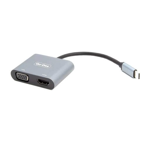 Go-Des USB-C to HDTV+VGA Converter GD-8280 -Silver