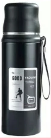 Top Sport 600ml Thermos Portable Vacuum Flask Insulated Tumbler Bottle With Rope-Black