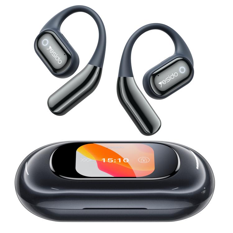 Yesido YSP26 ENC Noise Reduction Ear-hook Open OWS Bluetooth Earphone, with LCD Screen(Grey)