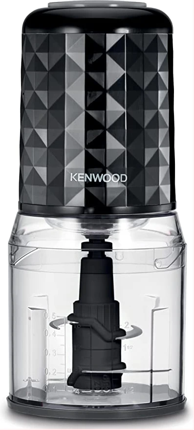 Kenwood Chopper 400W Electric Food Chopper with 500ml Bowl, Dual Speed, Stainless Steel Quad Blade, Rubber Lid, Ice Crush Function CHP40 - Black
