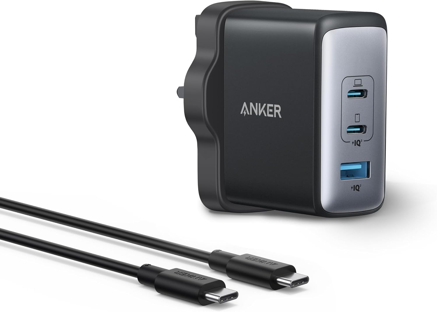Anker 100W USB C Charger, 736 Charger (GAN II 100W), 3-Port Fast Compact Wall Charger for MacBook Pro/Air, Google Pixelbook, ThinkPad, Dell XPS, iPad Pro, Galaxy S22/S23/S24/S25, iPhone 16/16Pro