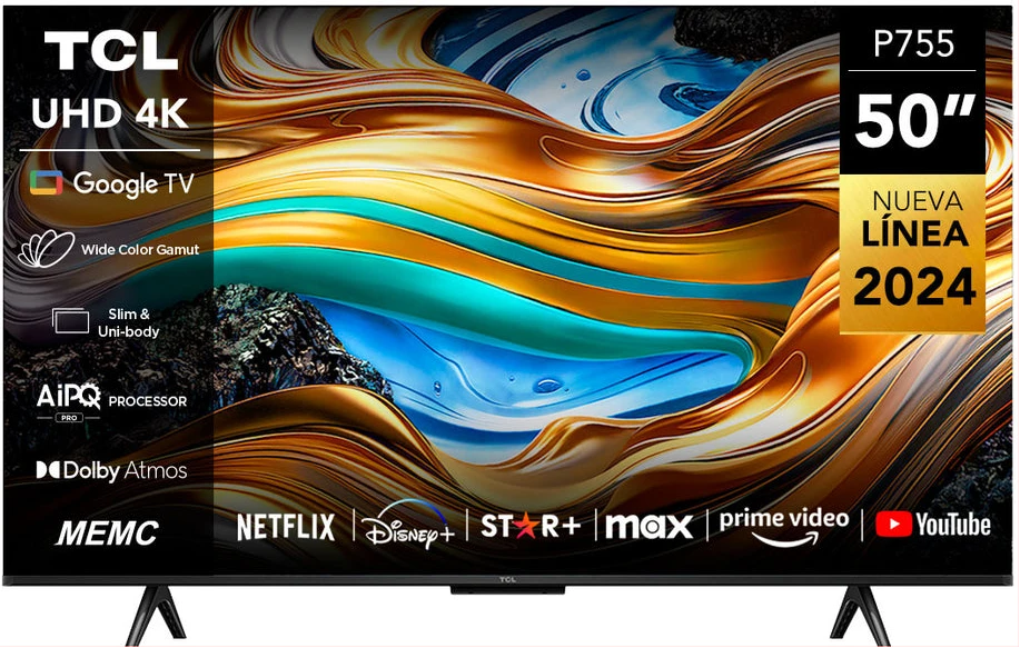TCL 50 - Inch UHD 4K HDR Google TV; 50P755, Smart Android LED TV, Bluetooth, Youtube, Netflix, Prime Video, Google Play, Chromecast Built-In, With Inbuilt Free To Air Decoder - Black