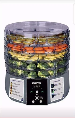 Geepas 520W Digital Food Dehydrator With 5 Large Trays – Black, Silver